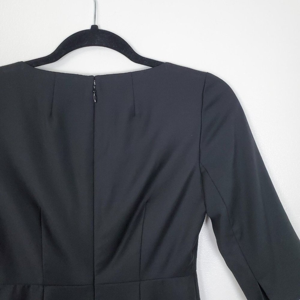 J Crew Dress Womens 0 Petites Black Wool Sheath 3/4 Sleeves Classic Cocktail - Picture 6 of 13
